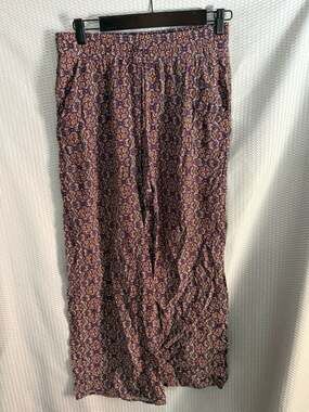 Bebop Maroon Floral Medallion Print Wide Leg Pants Size M